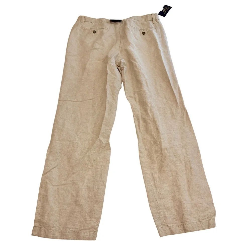 Polo Ralph Lauren Bedford Linen Cotton Straight Fit Pants Beige 34x30 NWT